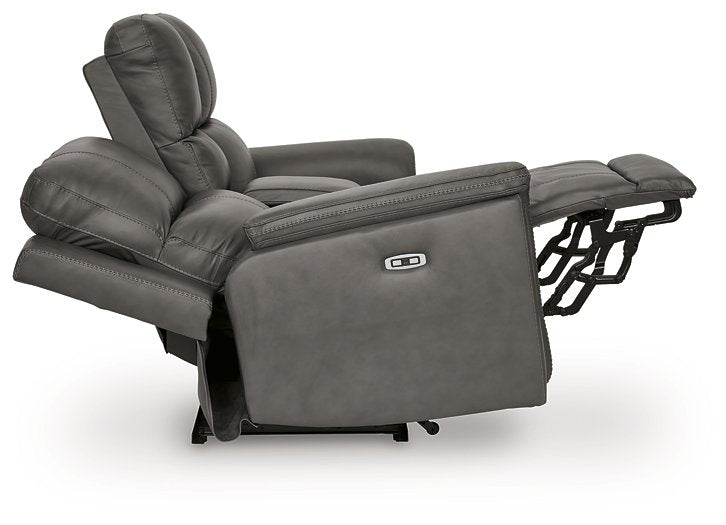 Bleckley Power Reclining Loveseat with Console - Discount Furniture World (Burlington,NC)