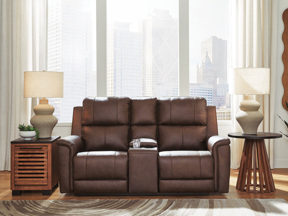 Bleckley Power Reclining Loveseat with Console - Discount Furniture World (Burlington,NC)