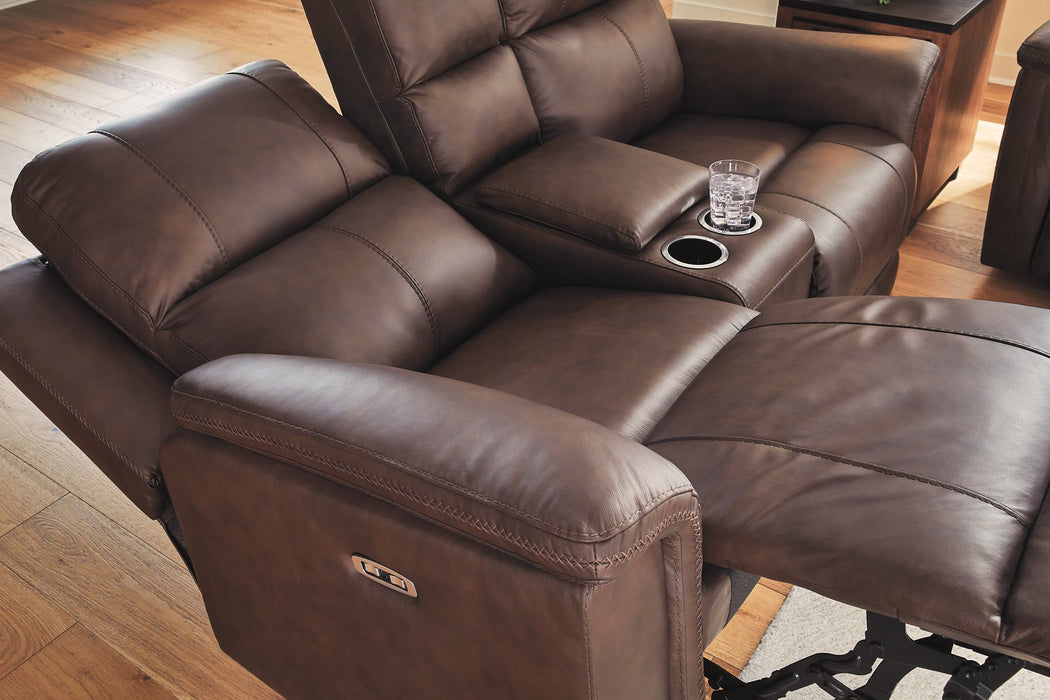 Bleckley Power Reclining Loveseat with Console - Discount Furniture World (Burlington,NC)