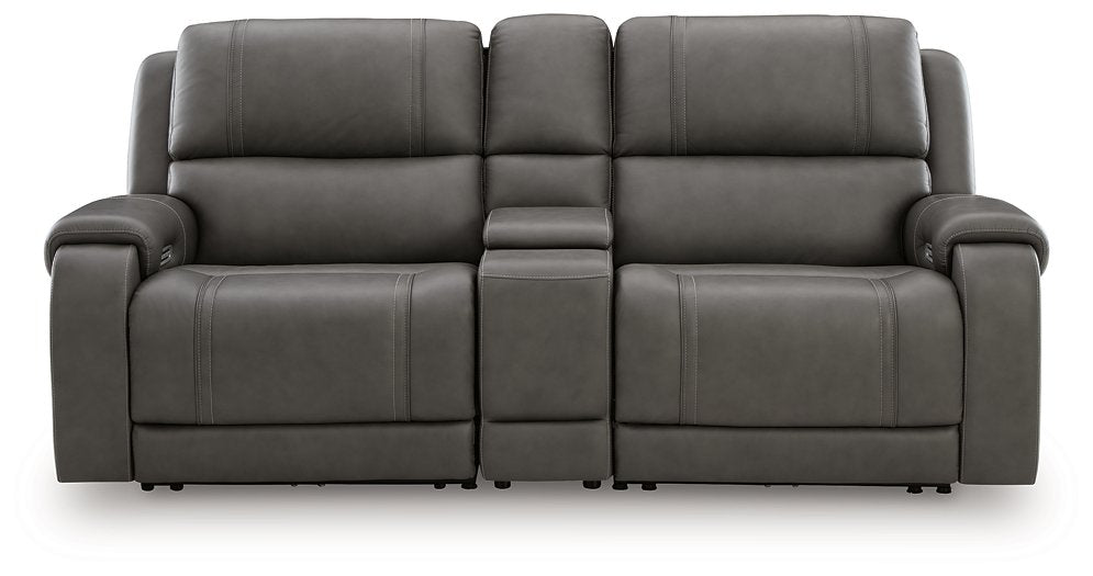 5Z - Pittson Power Reclining Sectional Loveseat with Console - Discount Furniture World (Burlington,NC)