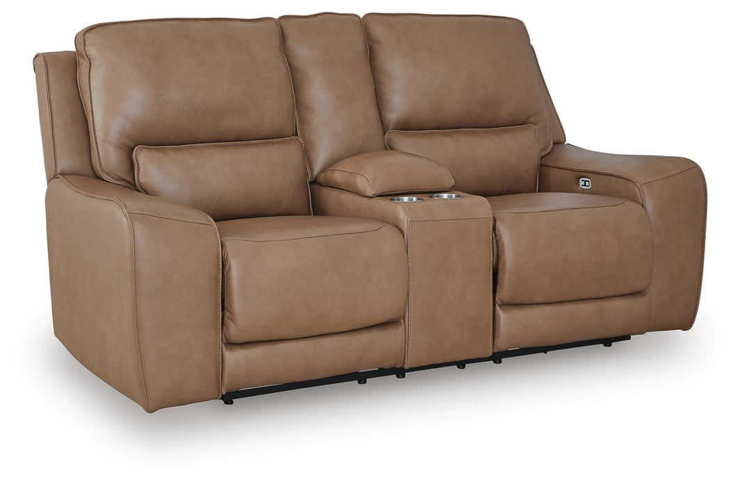 DeepWakes Power Reclining Loveseat with Console - Discount Furniture World (Burlington,NC)