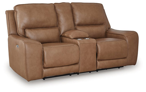 DeepWakes Power Reclining Loveseat with Console - Discount Furniture World (Burlington,NC)