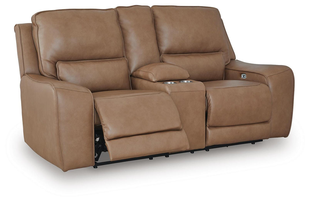 DeepWakes Power Reclining Loveseat with Console - Discount Furniture World (Burlington,NC)