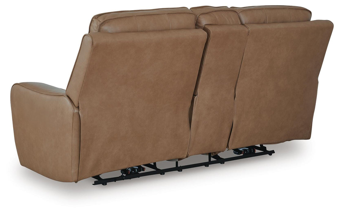 DeepWakes Power Reclining Loveseat with Console - Discount Furniture World (Burlington,NC)