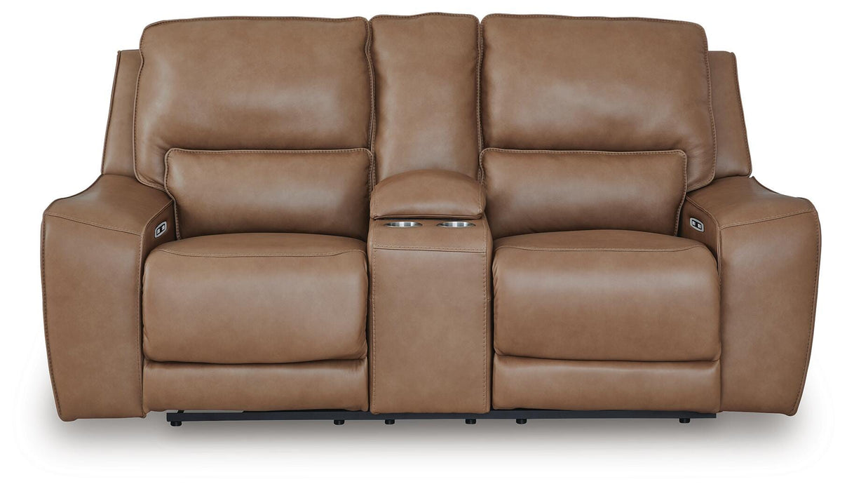 DeepWakes Power Reclining Loveseat with Console - Discount Furniture World (Burlington,NC)