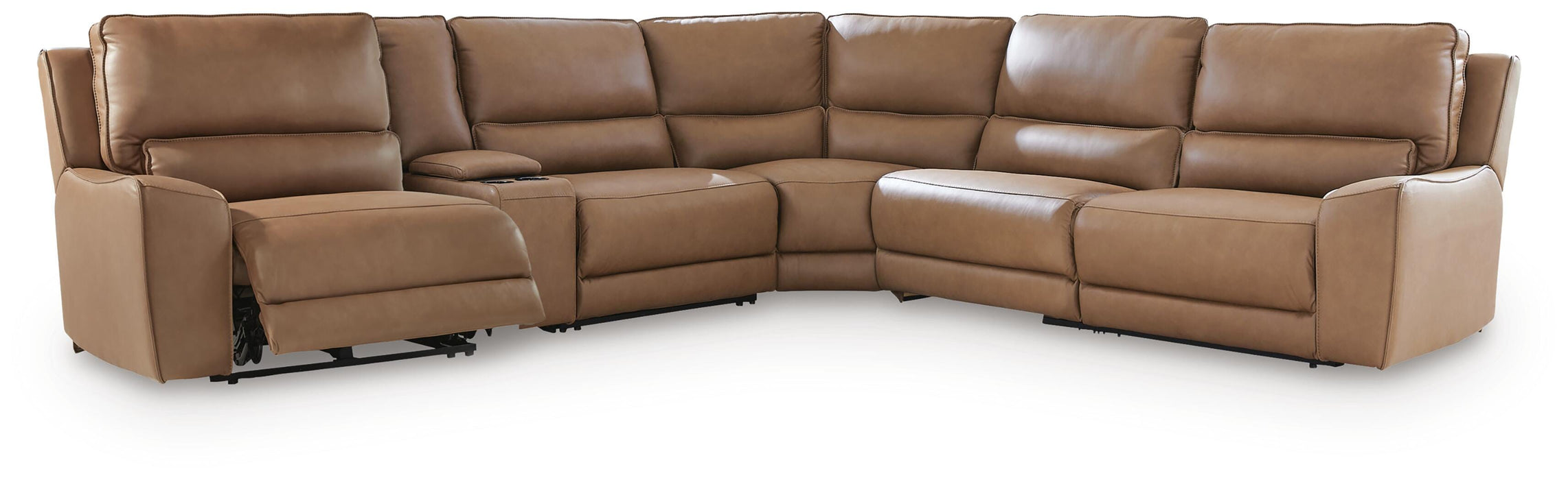 DeepWakes Reclining Sectional with Storage Console - Discount Furniture World (Burlington,NC)
