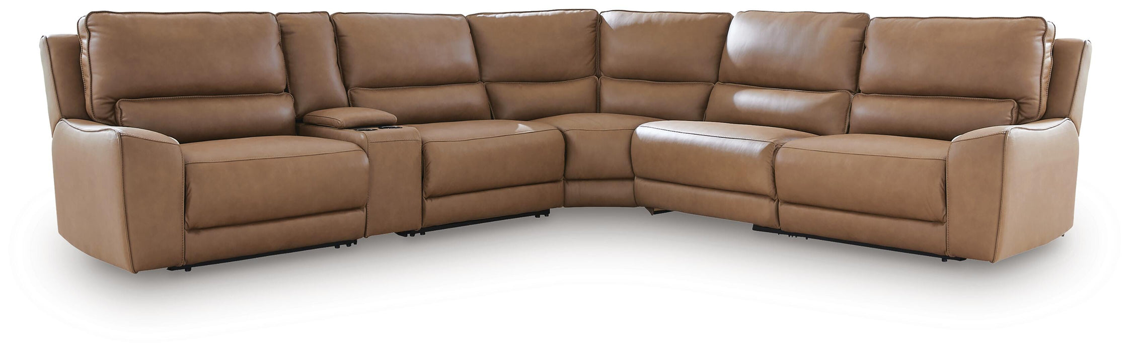 DeepWakes Reclining Sectional with Storage Console - Discount Furniture World (Burlington,NC)