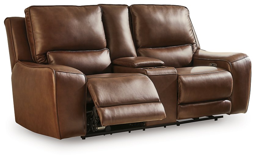 DeepWakes Power Reclining Loveseat with Console - Discount Furniture World (Burlington,NC)