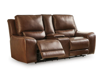 DeepWakes Power Reclining Loveseat with Console - Discount Furniture World (Burlington,NC)