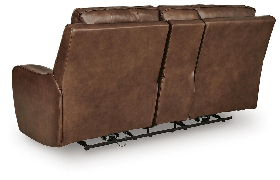 DeepWakes Power Reclining Loveseat with Console - Discount Furniture World (Burlington,NC)