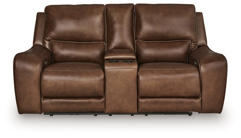 DeepWakes Power Reclining Loveseat with Console - Discount Furniture World (Burlington,NC)