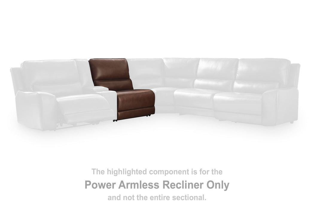 DeepWakes Reclining Sectional with Storage Console - Discount Furniture World (Burlington,NC)