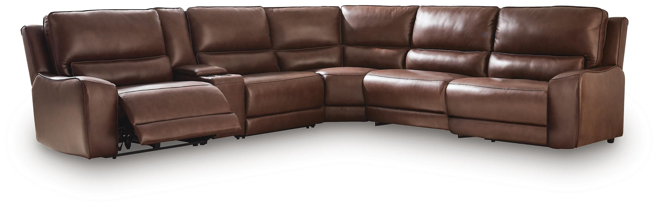 DeepWakes Reclining Sectional with Storage Console - Discount Furniture World (Burlington,NC)