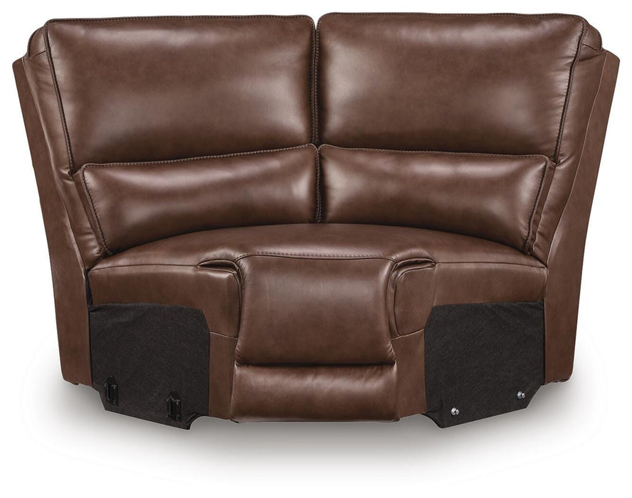 DeepWakes Reclining Sectional with Storage Console - Discount Furniture World (Burlington,NC)