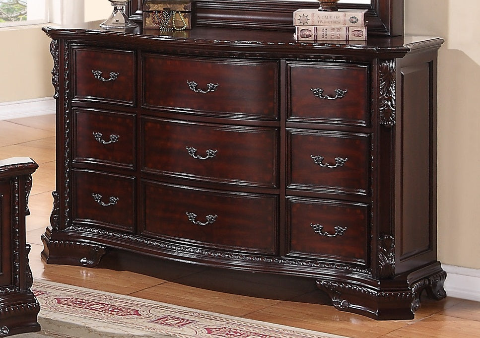 Crown Mark Furniture Sheffield Drawer Dresser in Dark Cherry