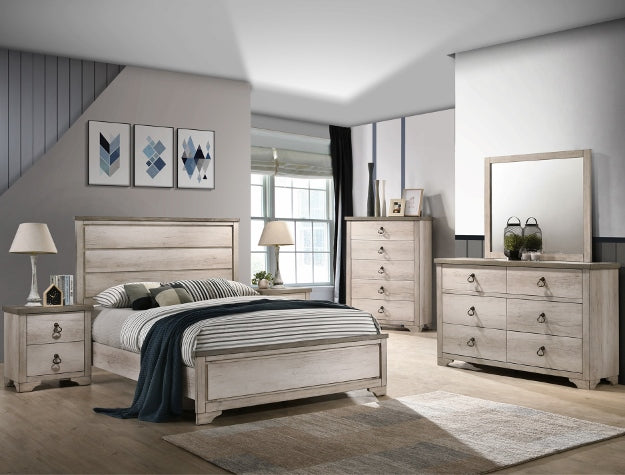 Crown Mark Patterson Queen Panel Bed in Driftwood Grey