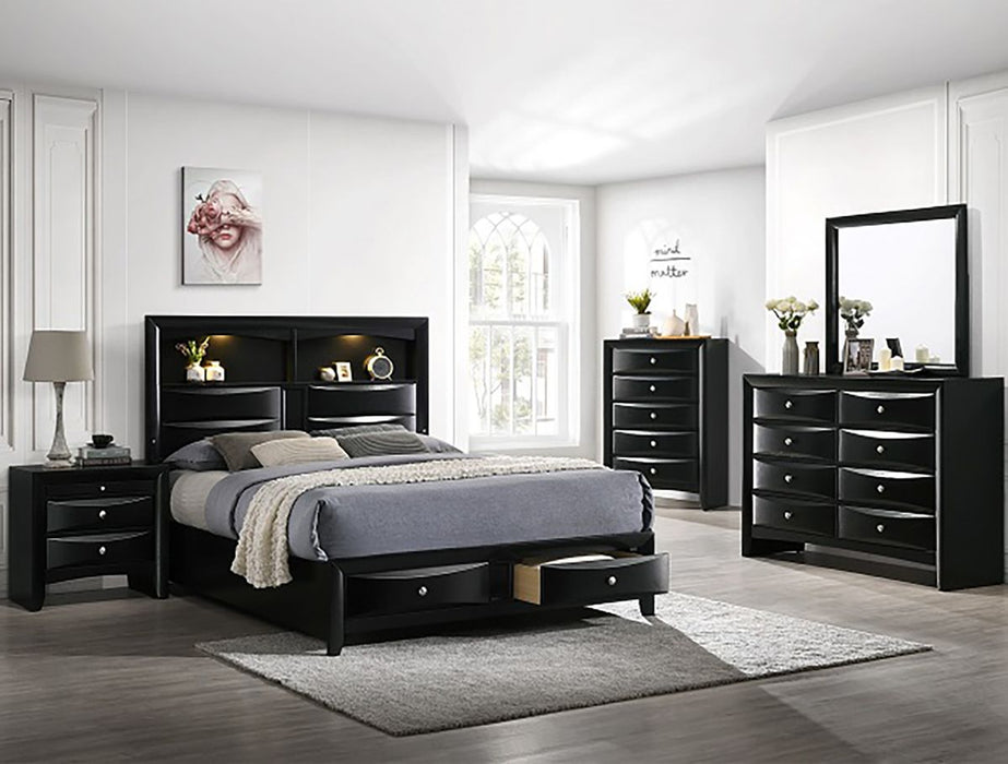 Crown Mark Furniture Fallon Queen Platform Bed with Storage in Black B4288-Q
