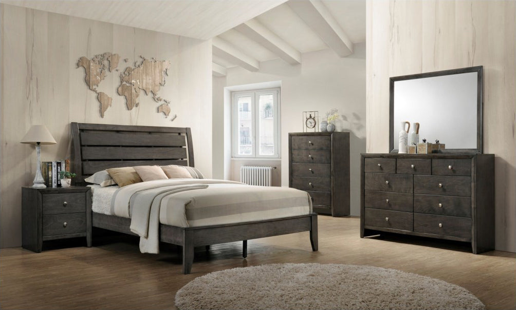 Crown Mark Furniture Evan Queen Panel Bed in Grey