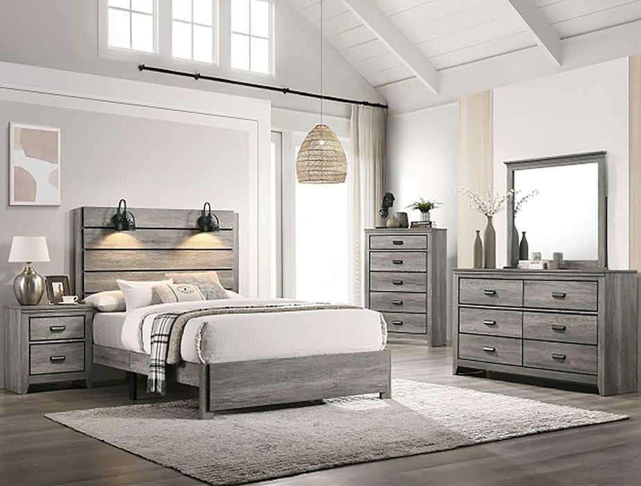 Crown Mark Furniture Carter Queen Platform Bed in Gray