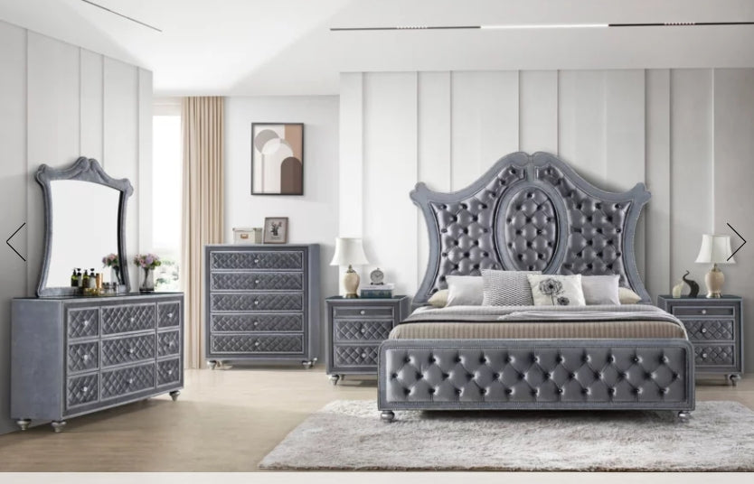 Crown Mark Furniture Voltare Queen Bed in Dark Grey