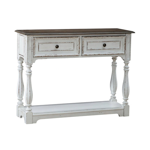 Magnolia Manor Hall Console in Antique White & Weathered Bark EST SHIP TIME APPX 4 WEEKS image