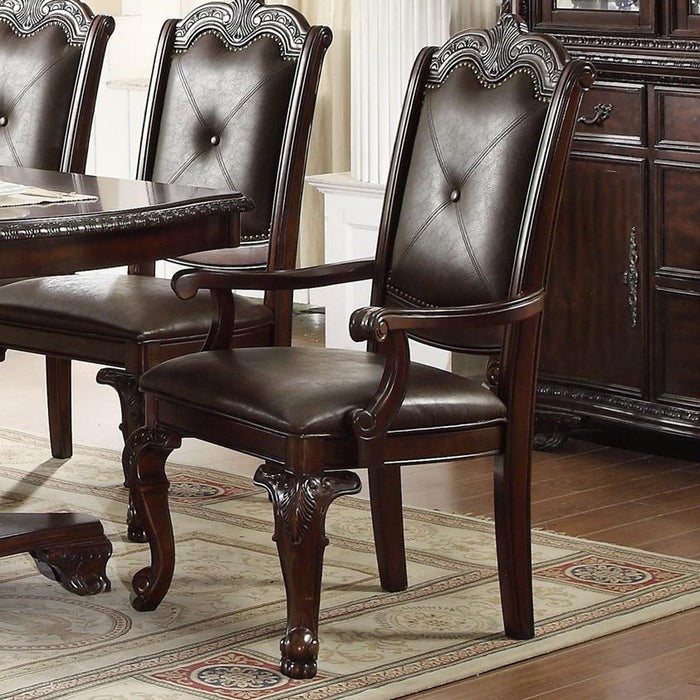 Crown Mark Kiera Dining Arm Chair in Warm Brown (Set of 2)