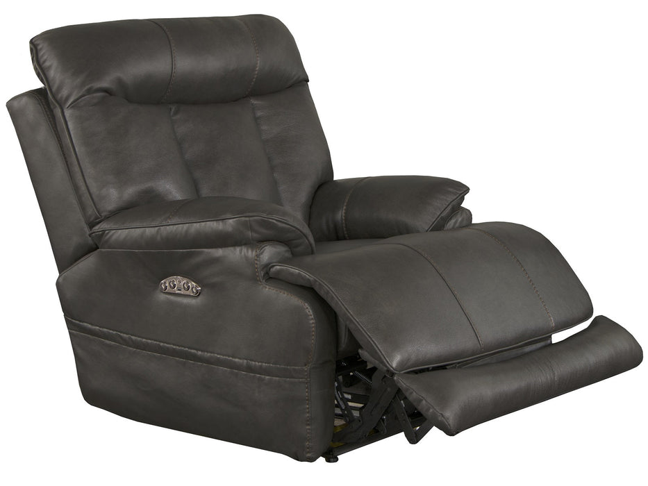 Catnapper Furniture Naples Power Headrest Power Lay Flat Recliner with Extended Ottoman in Steel image